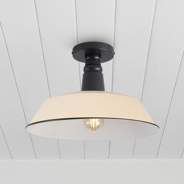 Camila 14" Classic Industrial Indoor/Outdoor Iron LED Semi Flush Mount